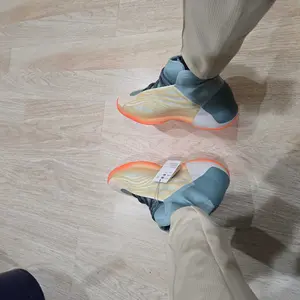 adidas Mens Yeezy Quantum Basketball Sneakers Shoes - Beige, Blue, Orange