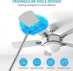 Ceiling Fan Cleaner Duster, Microfiber Ceiling Fan Duster with Extension Pole 13 to 47 Inch Washable Ceiling Fan Blade Dusters for Cleaning