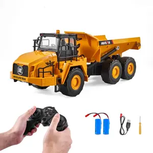 RC Dump Truck Toy, 11-Channel 1:16 Scale, Remote Control Dump Truck RC Construction Vehicle Truck Toy with Metal Cabin & Light, 2 Rechargeable Batteries for Toddlers Kids Boys and Girls Age 8+