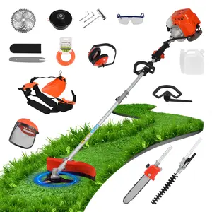 summervibes Multi-Functional 5-in-1 Trimming Tools with Gas Hedge Trimmer, Summervibes, Weed Eater, String Trimmer, Brush Cutter, Edger & Pole Saw Chainsaw Pruner Whacker Shoulder  Super Brand Day
