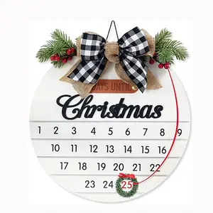 "Christmas Countdown Calendar Door Hanger" - Creative Round Wooden Advent Calendar, Christmas Tree Ornament & Holiday Gift Decor