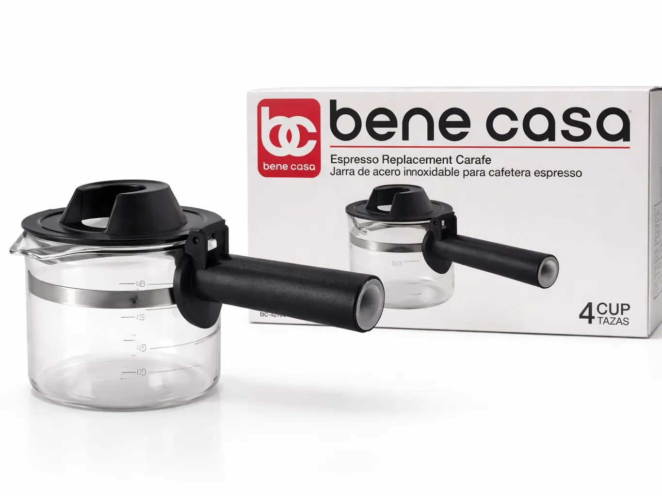 Bene Casa 4-Cup Glass Espresso Replacement Carafe - Glass Coffee Pot with  Ergonomic Handle for Home Espresso Machines, Coffee Brewers, Coffee Brewer  - TikTok Shop