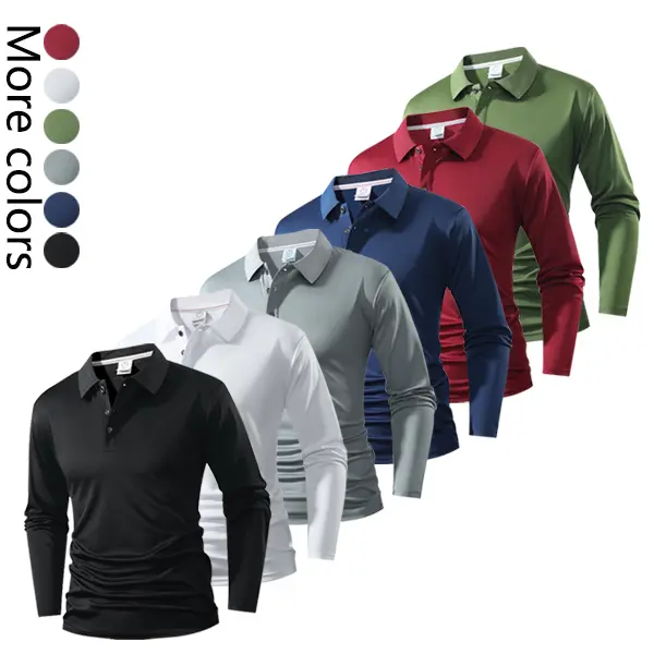 6pcs Men's Casual Long Sleeve T-Shirt Solid Color Base Shirt Top
