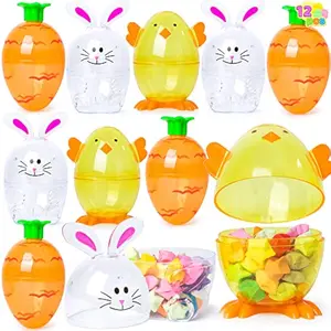 12 Pcs Easter Eggs Shell Bunny Shaped Novelty Themed Characters for Easter Egg Hunt, Basket Stuffers Filler, Fillable Shells, Classroom Prize Supplies, Party Favor