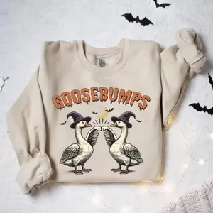 Goosebumps Halloween sweatshirt, fun goose lover, cute hoodie, good hoodie, Halloween cute ghost sweatshirt, horror season sweatshirt, Halloween gift, Halloween shirt