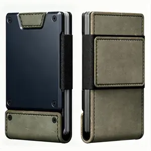 Genuine Leather-Metal Ultra-Thin Portable Pull-Out Wallet, Cash And Card Holder For Daily Use