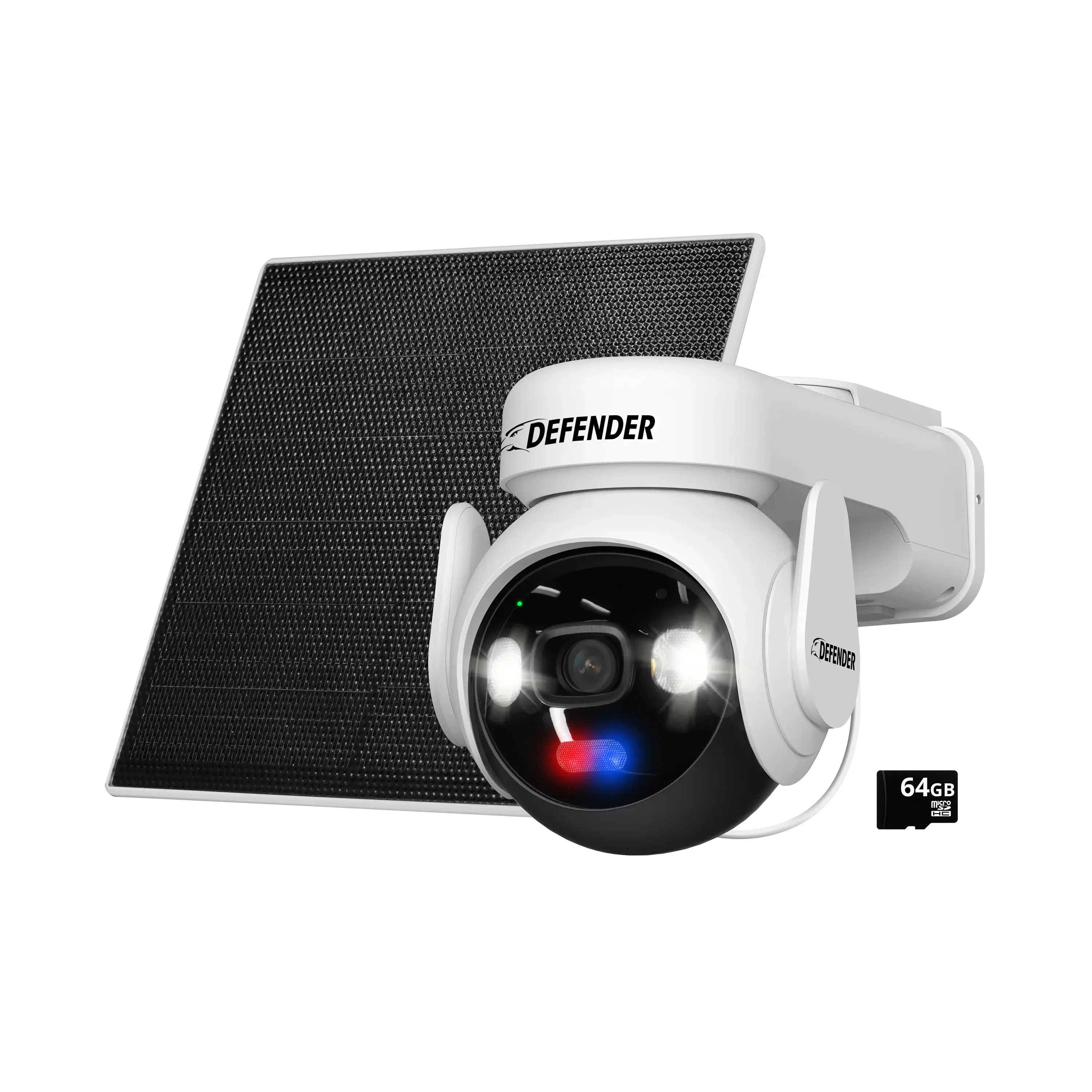 Defender AI Solar Powered 4K Guard Ultra-Charge PTZ Wireless WIFI Security Camera with 24/7 Recording (AOV), 64GB