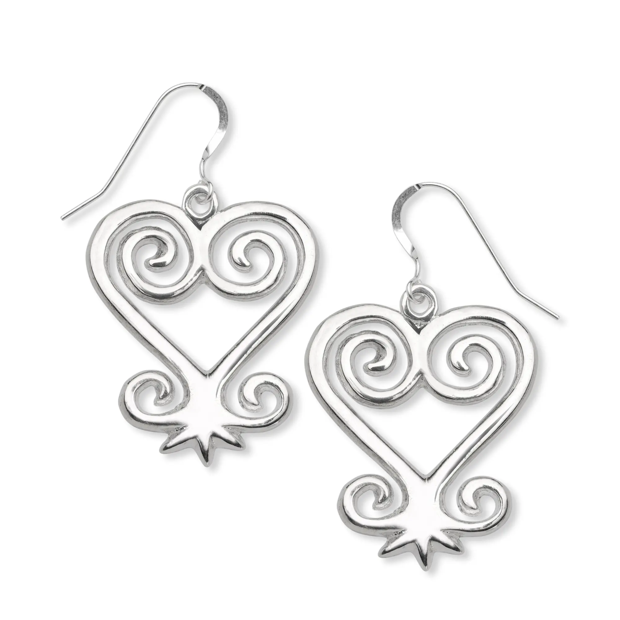 Sankofa .925 Sterling Silver Earrings, Andinkra Symbol