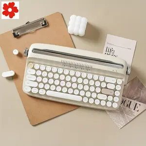 New B307 Sand Beige Upgraded Wireless Typewriter Keyboard Keyboard & Mouse