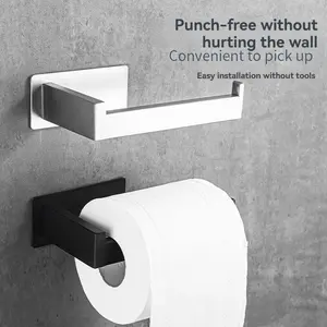 Stainless Steel No-Drill Paper Towel Holder, Wall-Mounted Kitchen Bathroom Office Use, Durable Rustproof Metal, Home Decor, Commercial, Bathroom Accessories