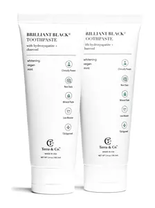 Terra & Co. Hydroxyapatite Toothpaste Bundle for Natural Teeth Whitening and Remineralizing Enamel l Oral Charcoal Mint Gentle