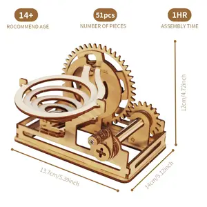 Spiral Marble Run 3D Wooden Puzzle – DIY Mechanical Model Building Kit for Adults & Teens, Engaging Brain Teaser, Fun, Gift Puzzle Craft