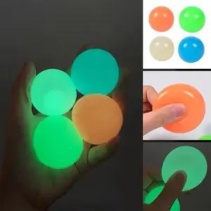 Glow-In-The-Dark Sticky Wall Balls Set, Stress Relief Toy for Adults, Perfect Gift for Birthdays & Halloween, Sensory, 6-Piece Anxiety Reducer