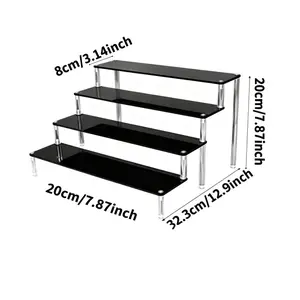 Adiison 3/4 Tier Perfume Organizer Stand, Acrylic Risers Display Stands, Display Risers, Perfume Shelf Dessert Display for Party, Figure Stand Funko POP Shelves, Black Cupcake Stand Holder