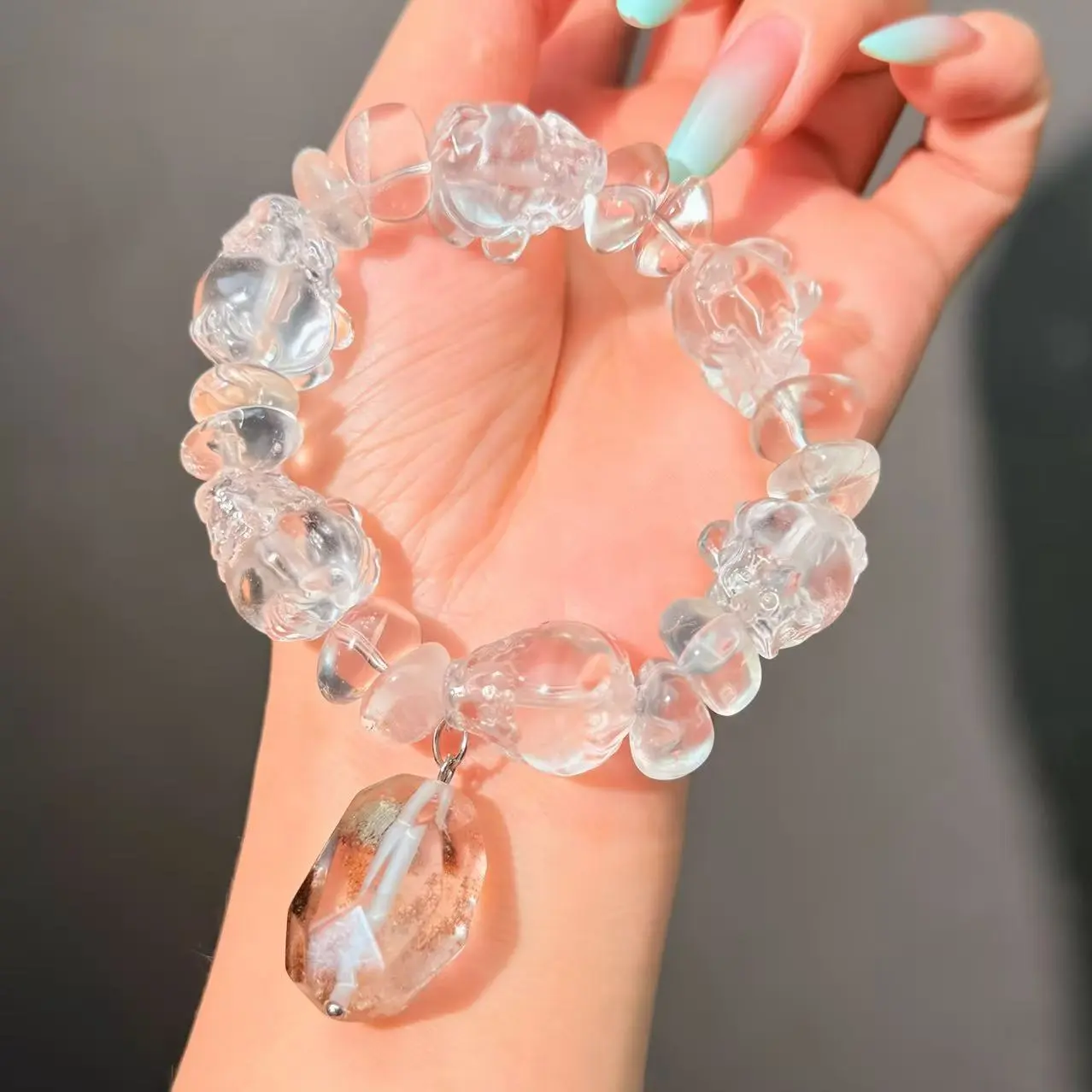 042 Clear Quartz Phantom Quartz bracelet 2025 high quality energy feng shui fashion cute bracelet beads bracelet gift