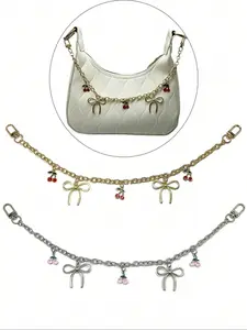Heart Chain Cherry Charm Fashion Bag Pendant, Summer Simple Elegant Bag Chain, Daily Use Stylish Accessory, Versatile Cherry Bag Chain, Chain Strap, Purse Shoulder Straps