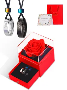 Stainless Steel Necklace Set, Temperature Sensing Couple Ring Pendant, Color Changing Promise Necklace, Ideal for Couples and Family