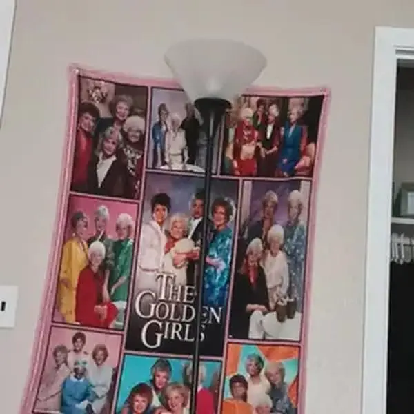 The Golden Girls Flannel Plush Warm Lap Throw Blanket - Blanche, Sophia, Dorothy, Rose – "Stay Golden", character art adds retro visual flair, room decor, home collectibles, cozy aesthetic couch accessory, gift idea for women