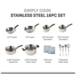 Stainless Steel Cookware Set - 16 Piece