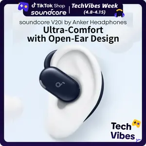 soundcore V20i by Anker Open-Ear Headphones, Adjustable Ear Hooks, Ultra-Comfort, Snug Fit, Powerful Sound, Clear Calls, IP55, 36H Playtime, Bluetooth 5.4 Wireless Earbuds, Multipoint Connection