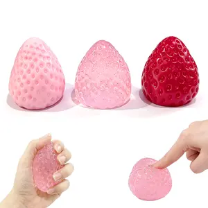 3Pcs Big Taba Squishies Strawberry, Cute Strawberry Squeeze Toys, Upgrade Fruit Squishies, Kawaii Sticky Stress Toy, Clear Fidget Toys