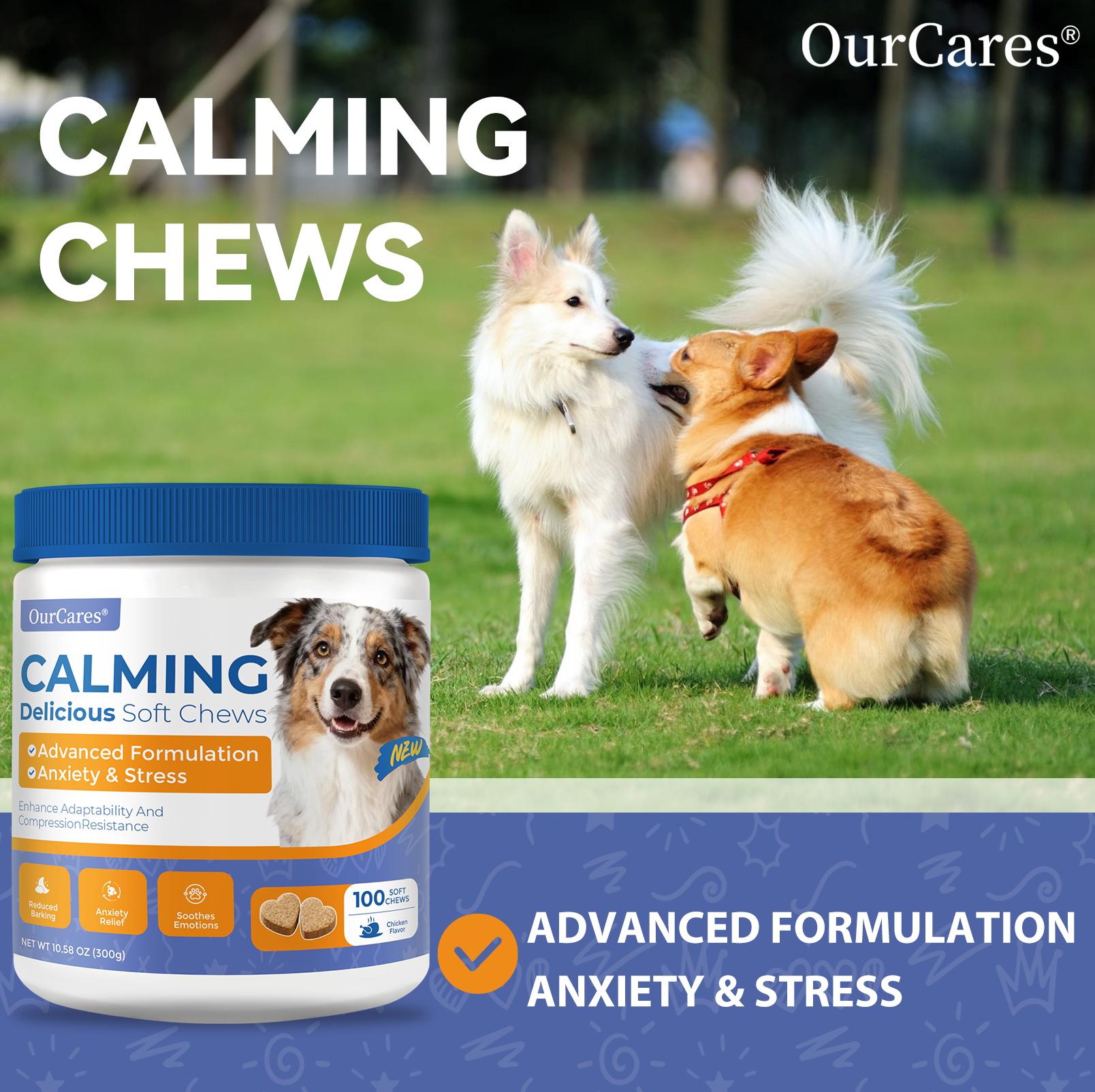 OurCares Generation 2 Calming Chews for Dogs Composure & Relaxation for Everyday Stress & Separation Chicken Flavor 100 Soft Chews Daily Pet Snacks