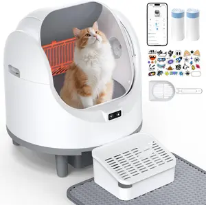 Smart Self-Cleaning Cat Litter Box, Odorless Automatic Toilet with App Control, Weight Sensors, Quiet Operation, Safety Protection, Liners