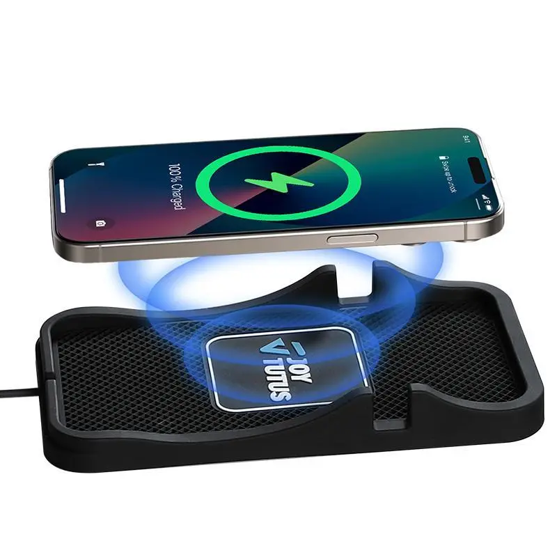 【TikTokShopBackToSchool】JOYTUTUS 2026 Upgrade Wireless Car Charger Pad - 15W Auto Fast Charging Mat, Wireless Chargers, Anti-Slip Rubber Base Hands-Free Stand, Fast Charging Solution, Cars Accessories for SUVs Trucks, Car Phone Mount