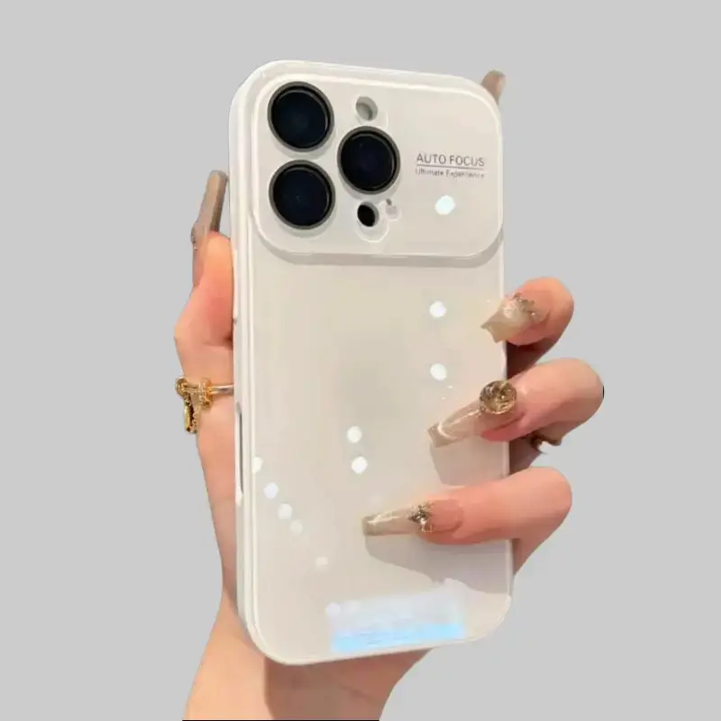 Solid Color Plastic TPU Glass Smartphone Case-Cover for iPhone 12-17 Series (Standard, Pro, Pro Max) - Summer Ice Style, Cute Lens Protector, Shockproof Protection, Safety Accessories