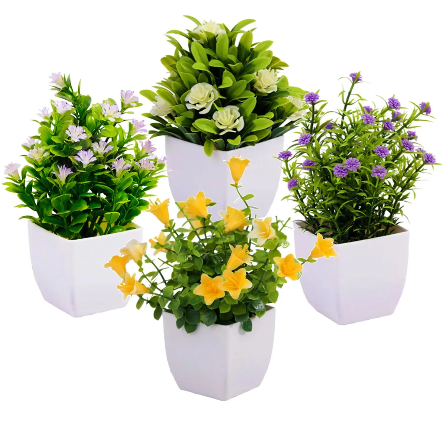 4pcs Artificial Plants Bonsai Pot Plants Fake Flowers Small Simulated Tree Office Table Desktop Potted Ornament Office Home Garden Desk Decor Decorative Plastic Fruit front porch decor
