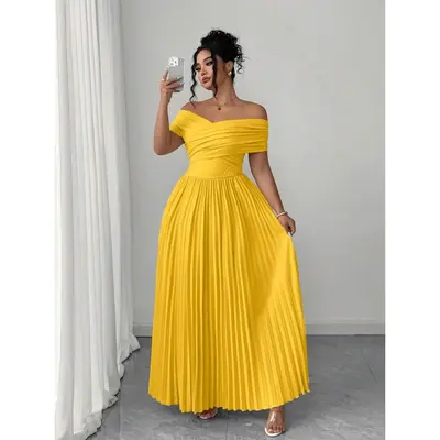 Shein Plus Size Womens Simple Daily Open Shoulder Dress Maxi Women