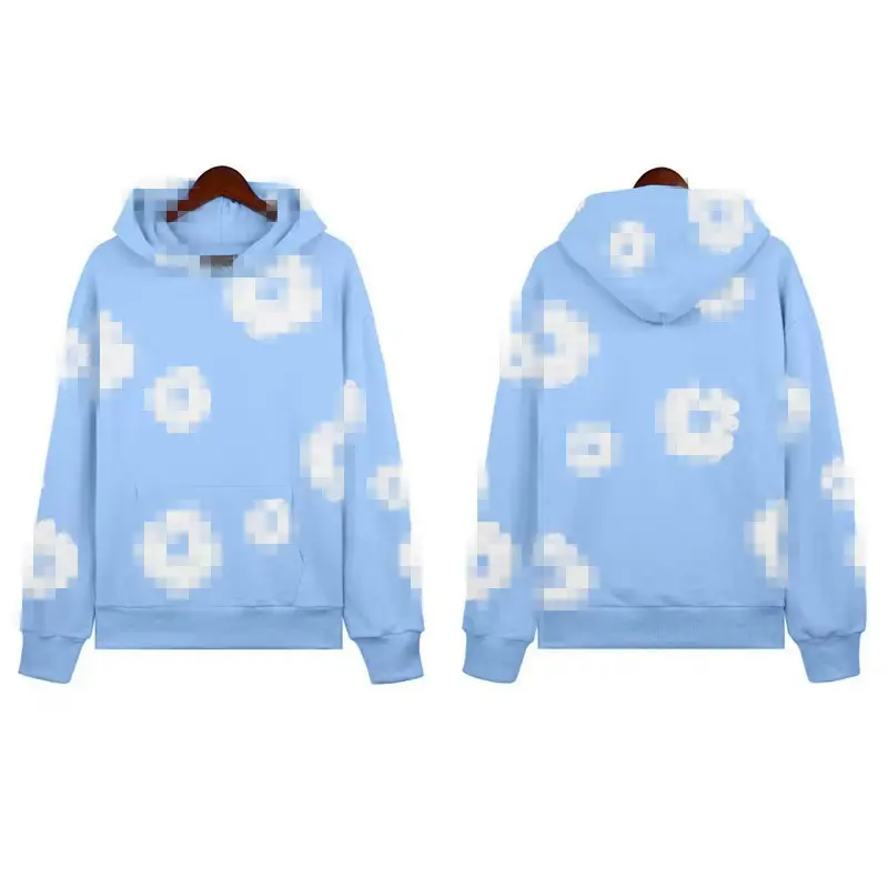 Mist blue hoodie (white floral wreath)