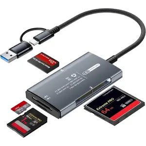 SD Card Reader USB C & USB Dual Interface, 4 in 1 SD/TF/CF/MS  Memory Card Reader, Camera Adapter to  17-15/Type C Android Phone, Compatible with iPad Tablet MacBook iMac Laptop PC