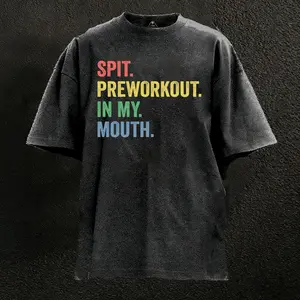 Spit Preworkout In My Mouth Washed Graphic Tees Funny Japanese Cartoon Distressed Shirt 90s Vintage Streetwear Unisex Summer Gift