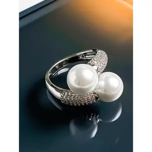 Pearl Ring 2024 New Large Particle Australian White High-end Sense Personality Temperament Open Female