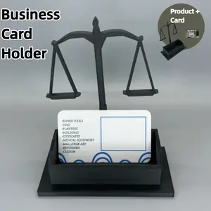 2PCS Justice Scale Business Card Holder for Lawyers - Legal Professional Desk Decor, Law Office Accessory, Perfect Gift for Lawyer Day & Promotions, Professional Black