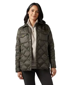 32 Degrees Women's Lightweight Recycled Poly-Fill Shirt Jacket | Quilted | Semi-Fitted | Snap Pockets, Forestwood, X-Small