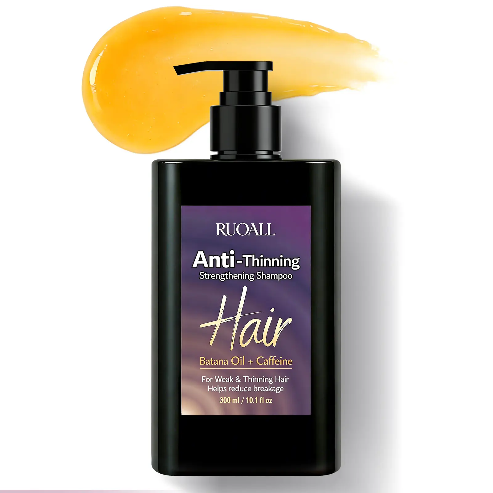 RUOALL Shampoo Anti-Thinning Strengthening Formula with Batana Oil, Caffeine, Biotin & Panthenol for Weak & Thinning-Looking Hair, Daily Hair Care for Men & Women, 10.1 Fl Oz