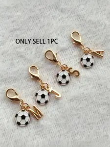 Bag Pendant Alphabet Mini Soccer Metal Keychain 26-Letter Pendants Minimalist Sporty-Style Charm Niche, Distinctive, And Atmospheric Versatile Casual Style For Bags And Keys Suitable For Campus Life, Daily Wear, And Fan Support