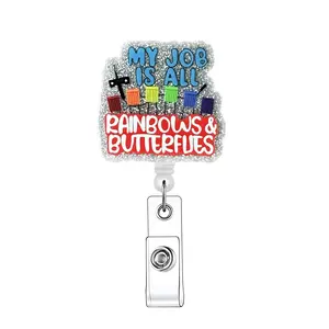 Retractable Badge Reel, 1 Count Slogan Graphic Medical Badge Holder, Stylish Accessory for Nurse, Nursing Students, Doctor Student Volunteer Employee, Identification Badges & Supplies for Office School