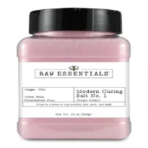Raw Essentials Modern Curing Salt No. 1 – 6.25% Sodium Nitrite for Curing Bacon, Sausage, Jerky, Ham, and Corned Beef – Great for Brining & Pickling – Vegan – 19 Ounce Bottle