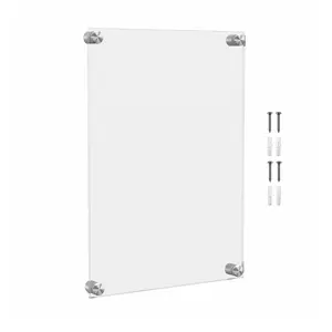 Wall Poster Holder Floating Clear Acrylic Graphic Image Display Holds 11 x 17 with Silver Standoffs Overall Dimensions 15" x 21" x 1.5" Large Certificate Display by 321 Plastics