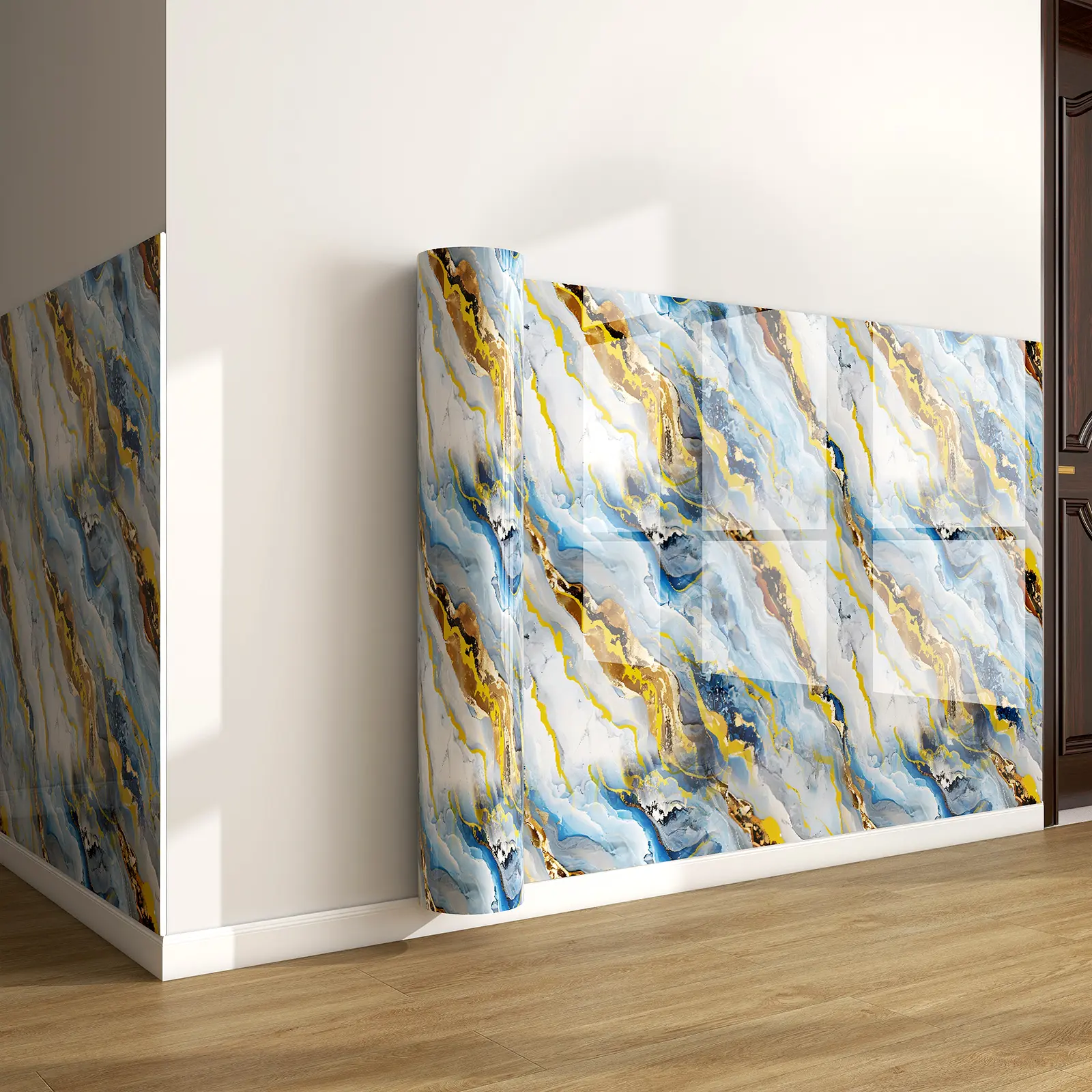 Self-Adhesive Waterproof Tile Wall Stickers, Self Adhesive PVC, Moisture Resistant & Moldproof, Thickened Marble Backsplash Wallpaper for TV Background Decoration Interior Walls, Peel And Stick Wallpaper For Bathroom
