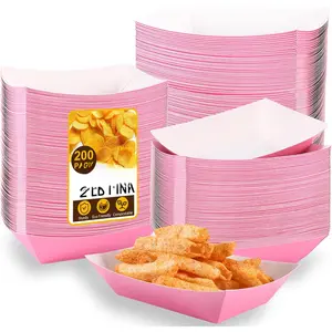 Paper  Trays, 200 count 2 Lb Disposable   - Pink Nacho & Hot  Trays for Party, Picnic, Carnival Supplies - Holds Nachos, Fries, Cheese Sauce