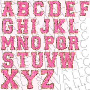 Pink Alphabet Chenille Hat Patch (1 Patch)