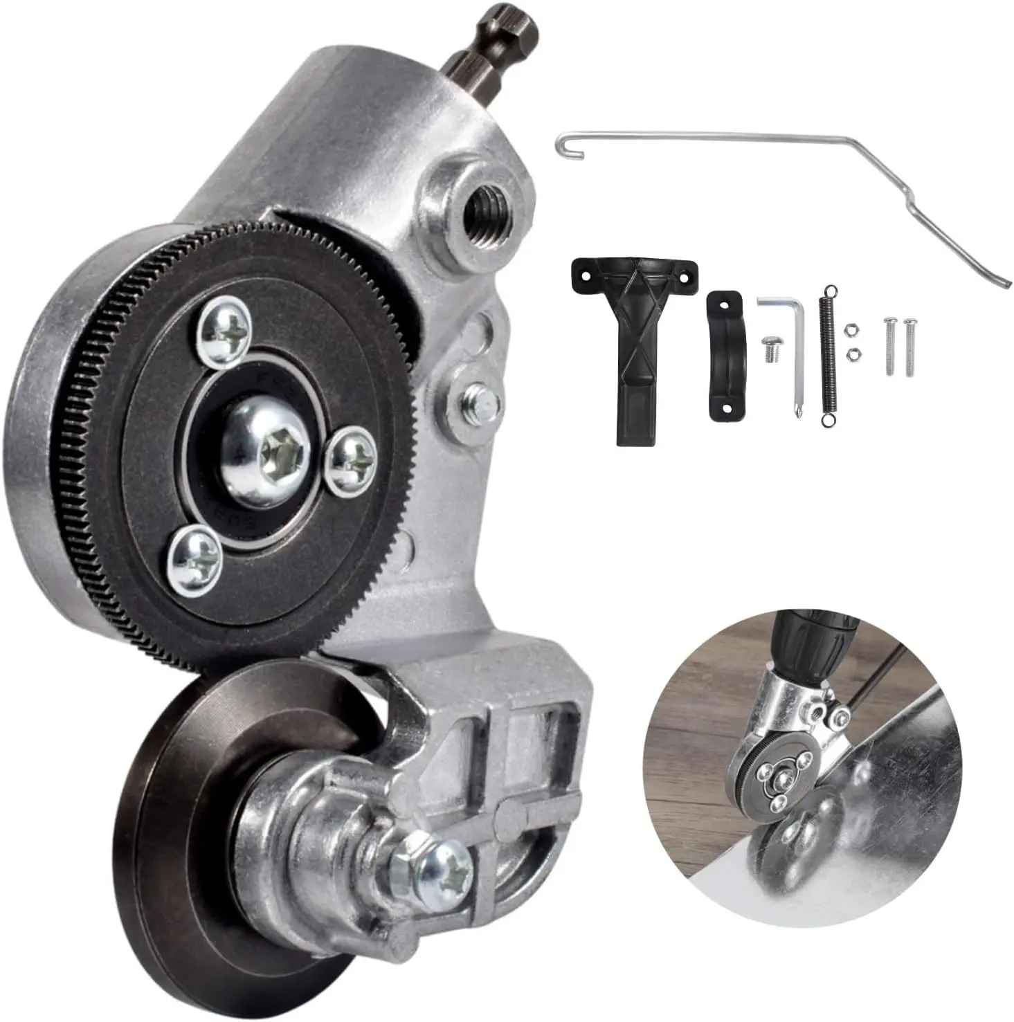 GJANSH Electric Drill Plate Cutter - DIY Metal Shears for Flat Metal Sheets, Adapter Included, Precise Cutting of Iron, Steel, Copper, Aluminum - Ideal for Professional and Home Use