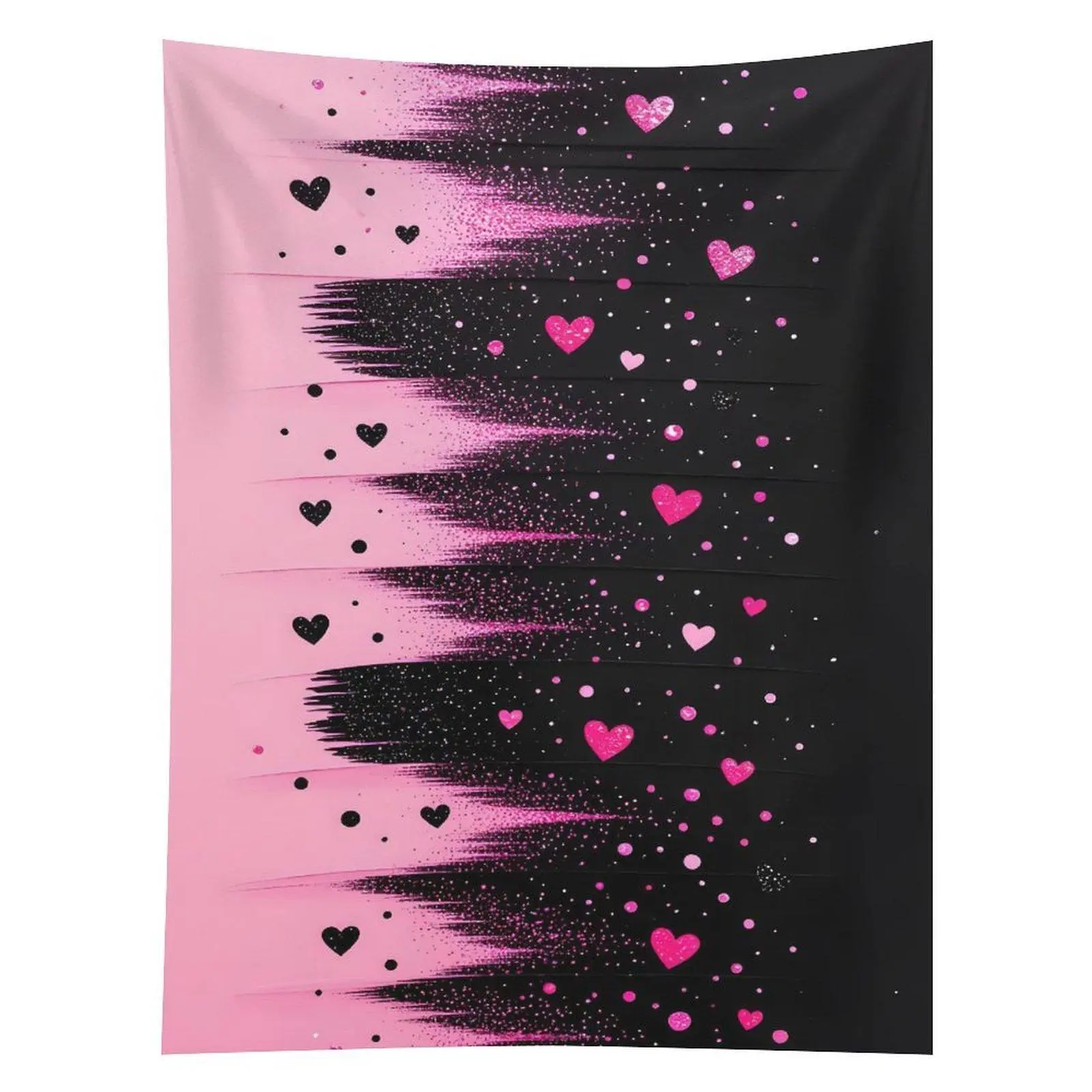Pink Black Heart Splatter Tapestry Abstract Love Pattern Wall Hanging Decor