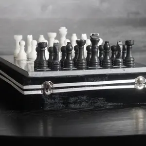 Marble Chess Set with Storage Case - 13 Inch Chess Set