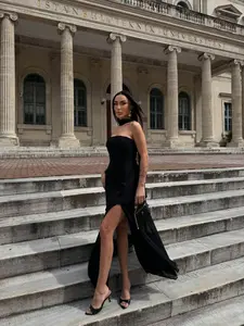 Midnight Muse  Sheer Hem Evening Gown