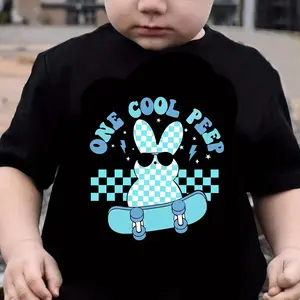 One Cool Peep Easter Bunny Toddler T Shirt Kids Graphic Tee Skateboard Rabbit T Shirt  Short Sleeve Casual Top Cute Little Boys Clothes Holiday Party T-Shirt  Trendy Skater Style
